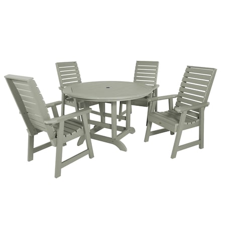 Highwood Usa Weatherly 5pc Round Outdoor Patio Furniture Dining Set AD-DNW48-EUC